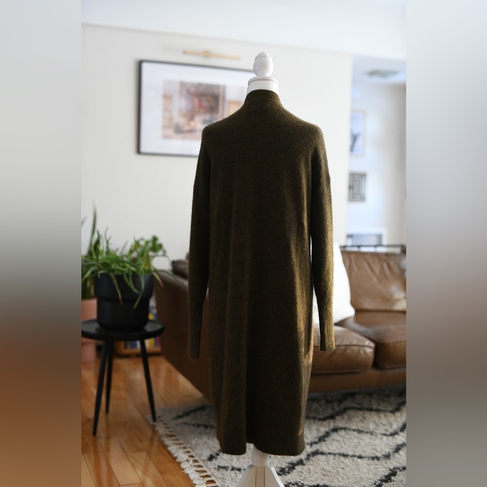 Wilfred Long Open-Front Olive Green Cardigan - Picture 3 of 8